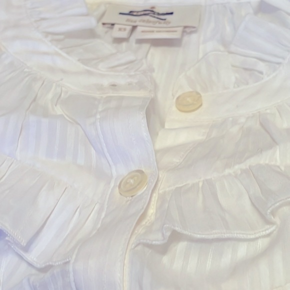 Kate Spade Glen Stripe White Ruffle blouse XS - Picture 5 of 7
